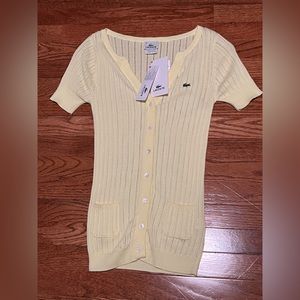 NWT Lacoste Knit Cardigan in Pale Yellow (size 6)